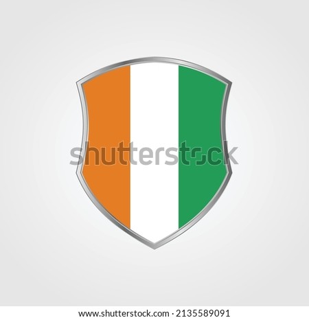 Cote Dlvoire Flag with Shield Frame. National Flag