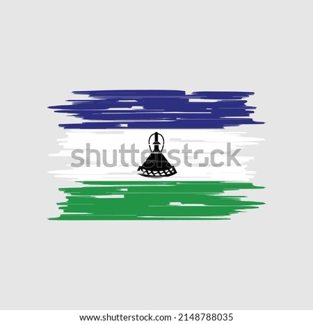 Lesotho Flag Brush Vector. National Flag