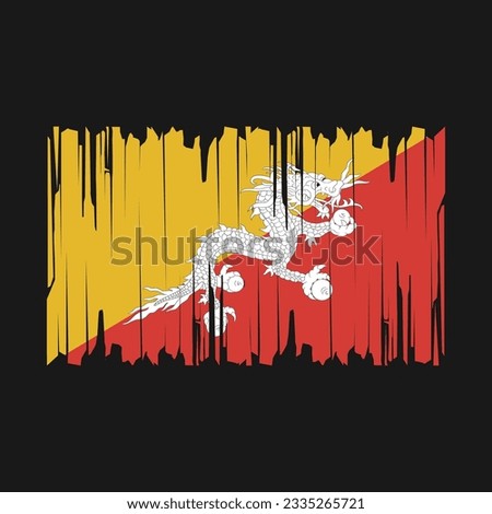 Bhutan Flag Brush Vector Illustration