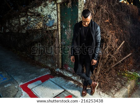 handsome man in a back street