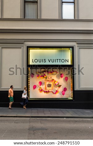 SYDNEY, AUSTRALIA - DECEMBER 31, 2014: The Louis Vuitton Store in Sydney is high end fashion store in Sydney.  It is located on 365 Georges Street in the CBD