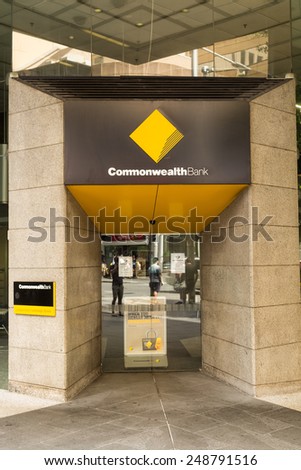 SYDNEY, AUSTRALIA - DECEMBER 31, 2014: The Commonwealth bank building is located on 254 Georges Street and is home to one of Australia\'s most important financial institution.