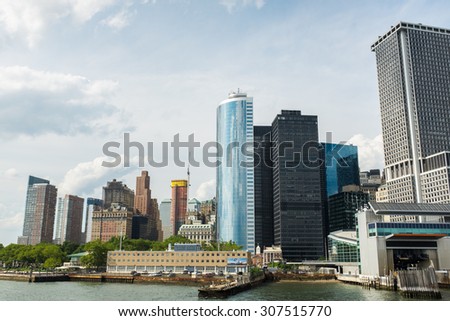 NEW YORK, UNITED STATES - JUNE 20, 2015: The Staten Island Ferry is a passenger ferry service operated by the New York City Department of Transportation.