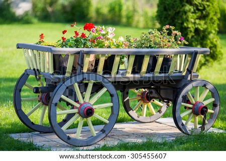 Garden cart with flowers