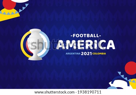South America Football 2021 Argentina Colombia vector illustration. Copa america 2021 No official tournament logo on pattern background