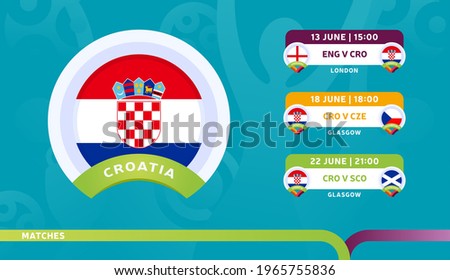 croatia national team Schedule matches in the final stage at the 2020 Football Championship. Vector illustration of football euro 2020 matches.