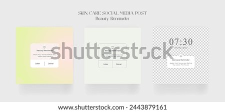 Beauty Reminder skin care social media post. Skincare Reminder From Cosmetic Shop With Online Post Template. Vector illustration. Skincare Reminder social media post. Beauty skin quotes, Skin facts, 