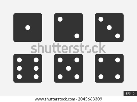 Dice sides or dice faces icon set in flat style design isolated on white background. Six sided dice. EPS 10 vector illustration.