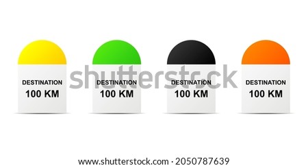 Indian highways milestone sign or symbol set in flat style design isolated on white background. EPS 10 vector illustration.