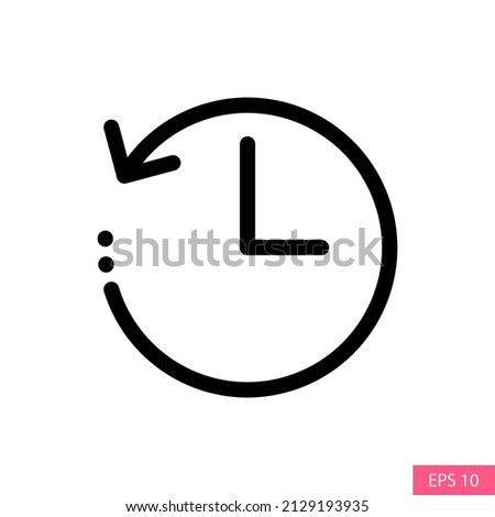 History button or Recent files vector icon in line style design for website design, app, UI, isolated on white background. Editable stroke. EPS 10 vector illustration.