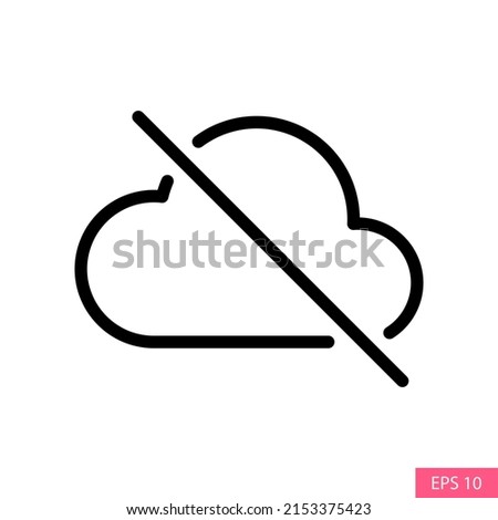 Cloud backup turn off, Sync disable, Online storage data upload off vector icon in line style design for website design, app, UI, isolated on white background. Editable stroke. Vector illustration.