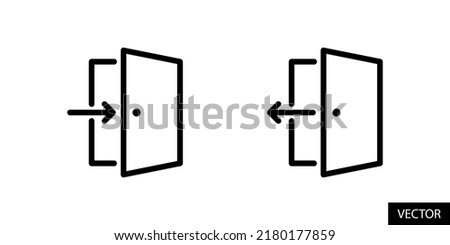 Log in, Enter or Sign in and Log out, Exit or Sign out vector icons in line style design for website design, app, UI, isolated on white background. Editable stroke. EPS 10 file. Vector illustration.