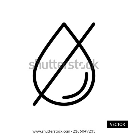 Drop slash, No water, No humidity, Water drought concept vector icon in line style design for website design, app, UI, isolated on white background. Editable stroke. EPS 10 vector illustration.