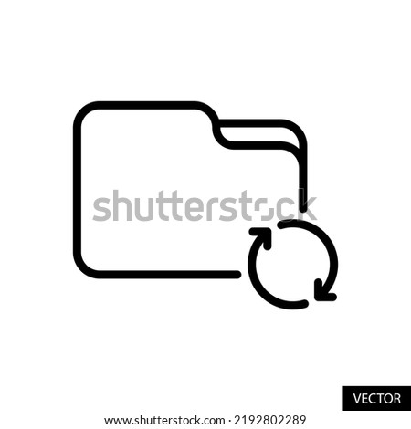 Folder sync, File syncing, Upload to online storage, Backup concept vector icon in line style design for website, app, UI, isolated on white background. Editable stroke. EPS 10 vector illustration.