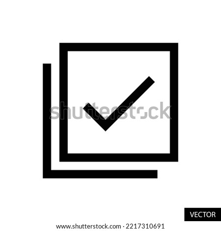 Multi select square tick, Select multiple items checkbox, Select all tick mark in box vector icon in line style design for website, app, UI, isolated on white background. Editable stroke. EPS 10 file.