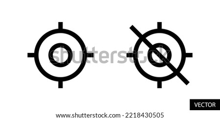 Current location on off, enable disable GPS, Live tracking concept vector icons in line style design for website, app, UI, isolated on white background. Editable stroke. EPS 10 vector illustration.