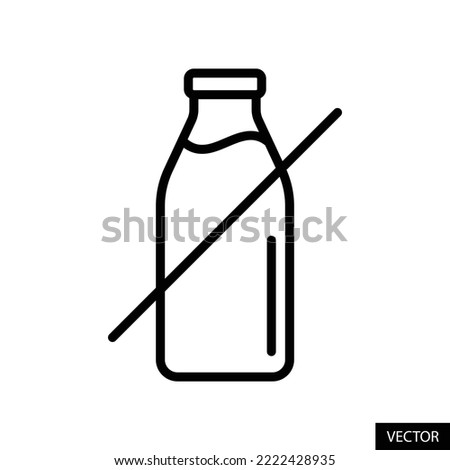 Lactose free, Lactose less vector icon in line style design for website, app, UI, isolated on white background. Editable stroke. EPS 10 vector illustration.