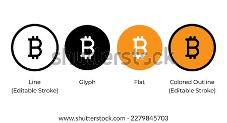 BTC crypto, Bitcoin cryptocurrency vector icon set for website, app, ui, isolated on white background. EPS 10 vector illustration.