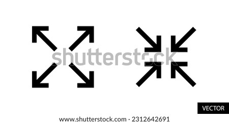 Full screen and exit full screen, maximize and minimize, expand and reduce icons in line style design for website, app, ui, isolated on white background. Editable stroke. EPS 10 vector illustration.