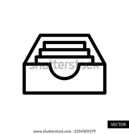 Archive storage, full inbox, mailbox vector icon in line style design for website design, app, UI, isolated on white background. Editable stroke. EPS 10 vector illustration.