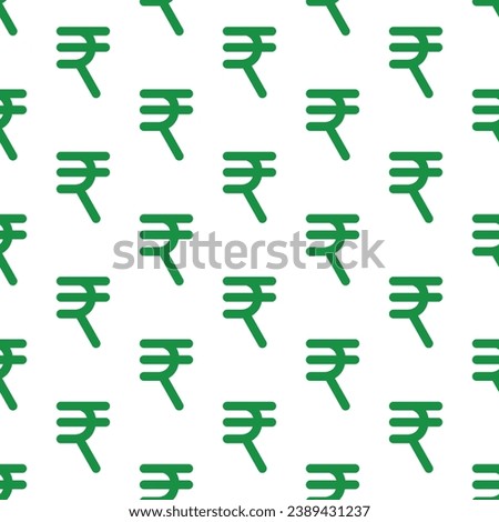Indian Rupee, INR symbol seamless pattern isolated on white background. Suitable for design, textile, wrapping paper, covers etc. EPS 10 vector illustration.
