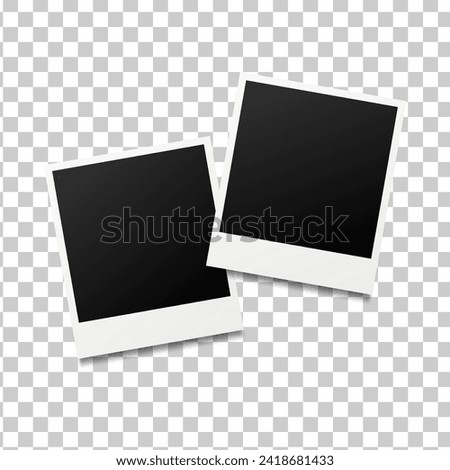 Two blank photo frames template design with shadow effect. Photo frames mockup design. Collage concept. EPS 10 vector illustration.