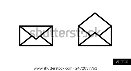 Closed and open Email, envelope, mark as unread and read mail vector icons in line style design for website, app, ui, isolated on white background. Editable stroke. EPS 10 vector illustration.