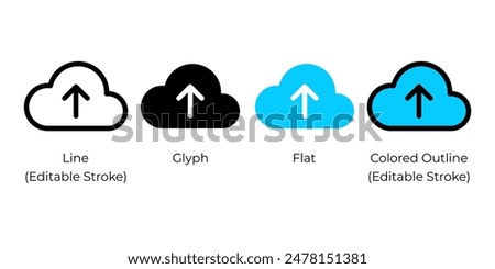 Upload to cloud, Drag and drop to upload, Online backup concept vector icon set for website design, app, ui, isolated on white background. EPS 10 vector illustration.