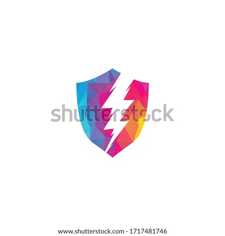 thunder shield logo, lighting shield logo, flash power shield logo, flash security logo.