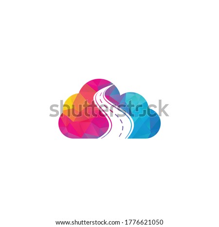 Road cloud shape concept vector logo design template. Creative road journey logo design.