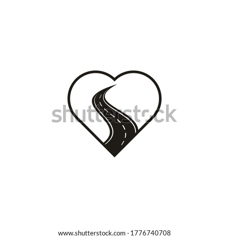 Road heart shape concept vector logo design template. Creative road journey logo design.	