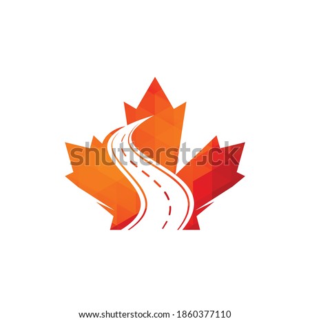 Maple leaf road logo. Maple leaf emblem vector. Canada sign logo	