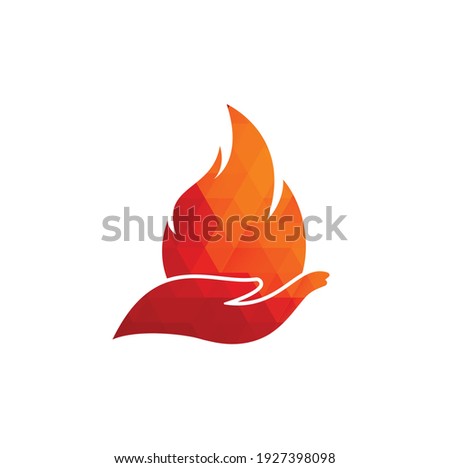 Fire care vector logo design concept. Hand and fire icon logo design.