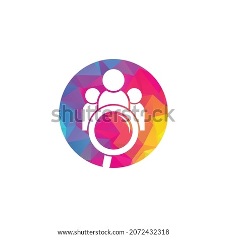 People finder logo. Magnifying glass logo. loupe and people logo design icon	