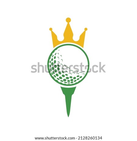 King golf vector logo design. Golf ball with crown vector icon.	