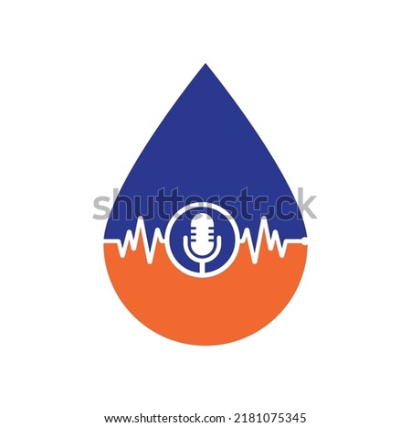 Pulse podcast drop shape concept logo vector. Podcast Heartbeat Line Logo Design Vector Template