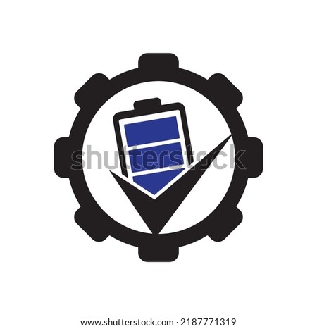 Battery check gear shape concept vector logo design template.	