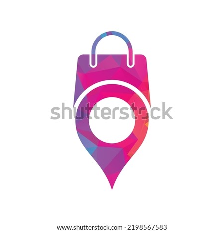 Map Pin Location with Shopping Bag Logo Design. Pin Point Shop And Shopping Logo Design Element