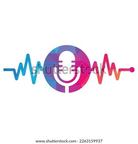 Medical podcast logo with Heart pulse. Podcast Heartbeat Line Logo Design Vector Template.