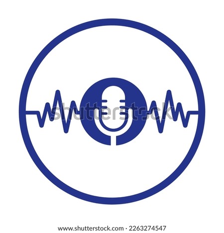 Medical podcast logo with Heart pulse. Podcast Heartbeat Line Logo Design Vector Template.