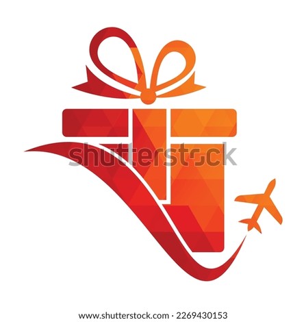 Travel gift vector logo design. Vector of gift and plane logo combination.