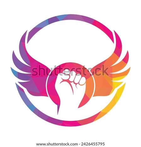 Wing fist logo vector design. Strong fist of a muscular man vector illustration.