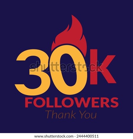 30k followers vector logo design icon vector. Thanks for 30k followers.