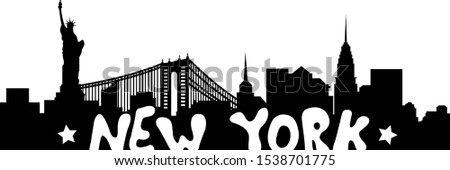 Cityscape New York vector file. New York Skyline. NY clip art. Statue of Liberty digital file.