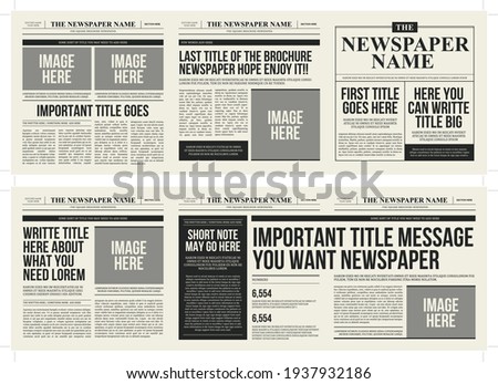 Newspaper square trifold brochure template with an old vintage look