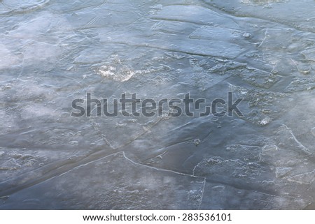 Ice on the thawed river in the spring