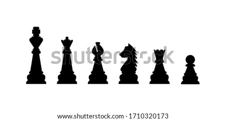Silhouettes of chess pieces. Editable vector silhouettes standard chess pieces
