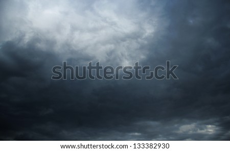 sky with black clouds before a spring rainstorm