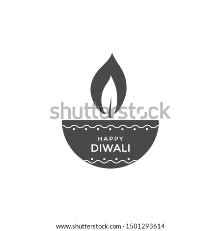 Diwali oil lamp or candle icon design. Vector emblem