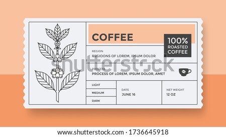 Packaging design for coffee. Vector vintage product label template. Retro package with Coffee branch.